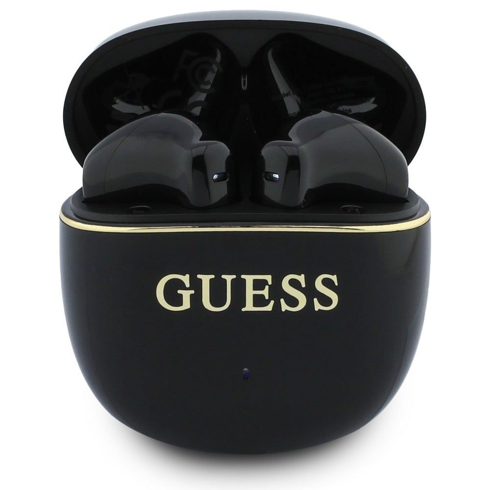 Handsfree Bluetooth Guess Glossy Gold Line Classic, TWS, Negru