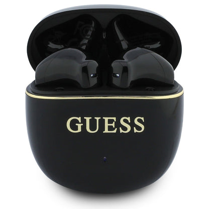 Handsfree Bluetooth Guess Glossy Gold Line Classic, TWS, Negru