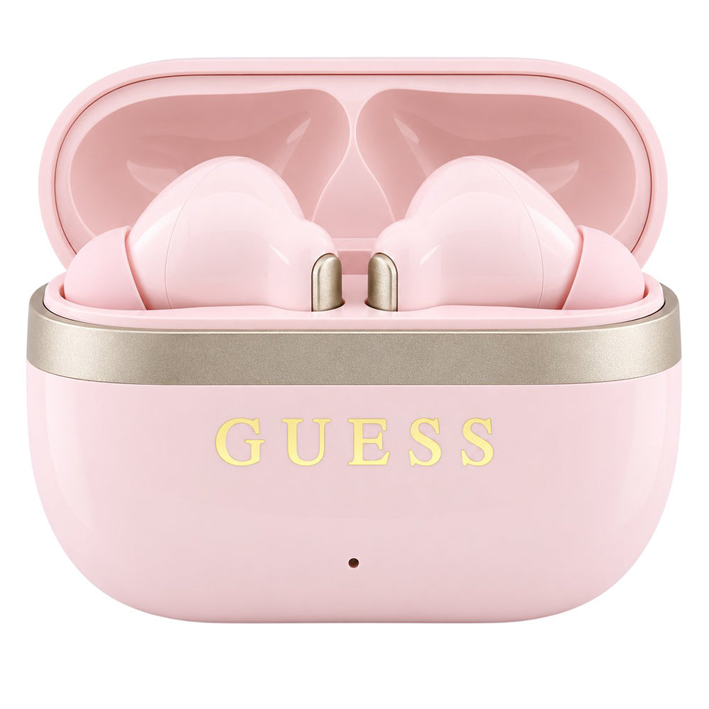 Handsfree Bluetooth Guess Glossy Gold Line Printed Classic Logo, TWS, Roz