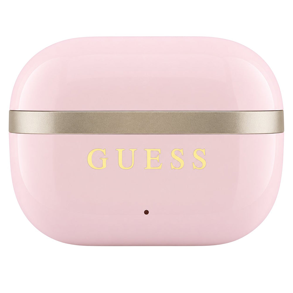 Handsfree Bluetooth Guess Glossy Gold Line Printed Classic Logo, TWS, Roz