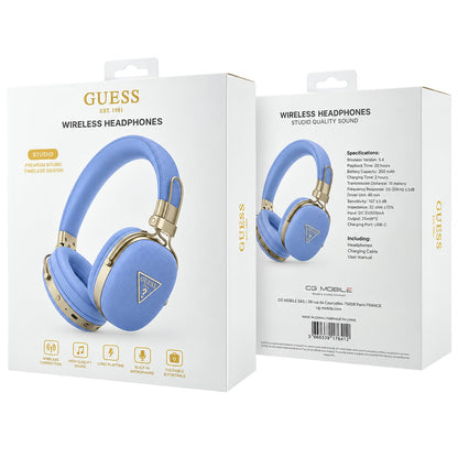 Handsfree Bluetooth Guess Grained Triangle Logo, A2DP, Albastru