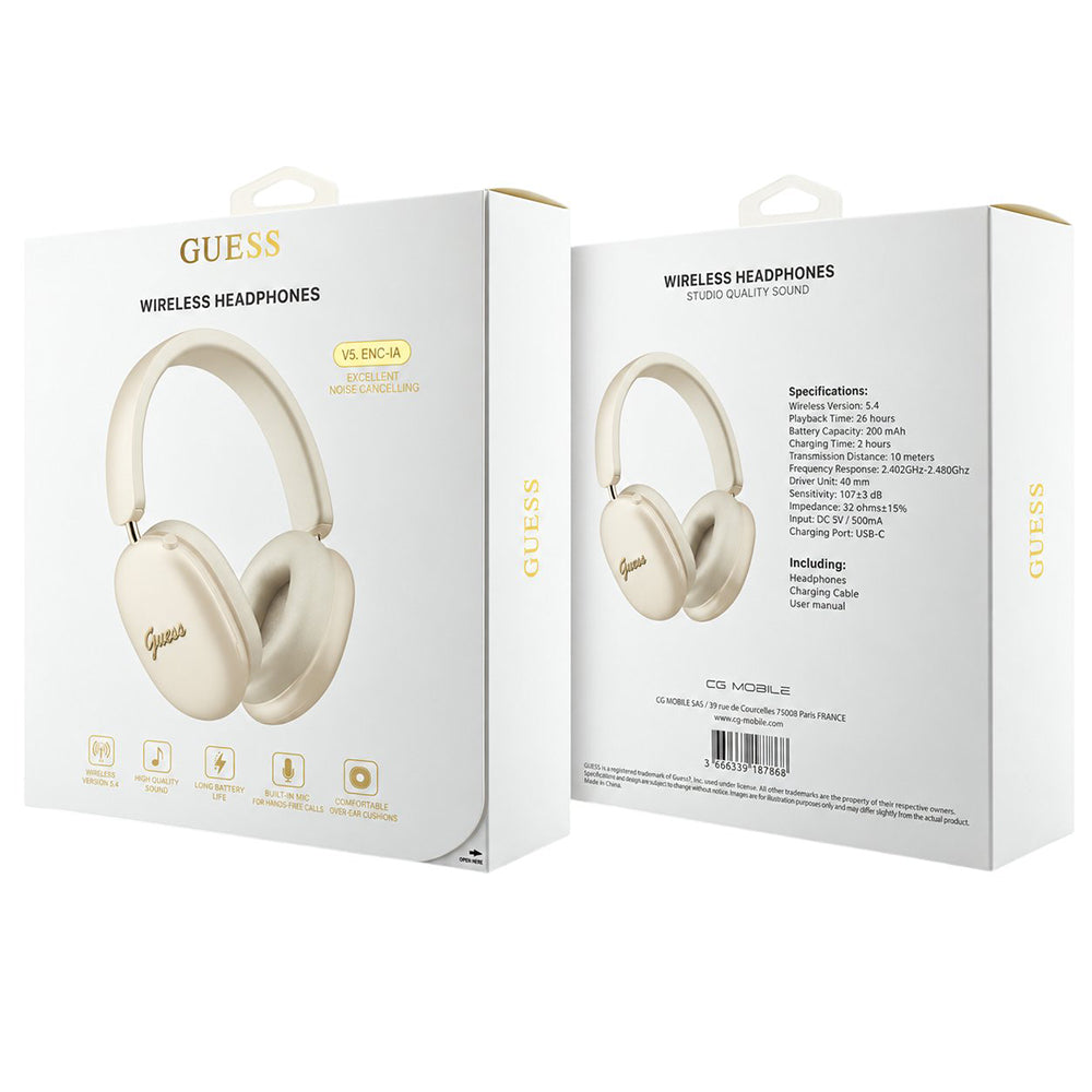 Handsfree Bluetooth Guess Metal Script Logo, A2DP, Bej