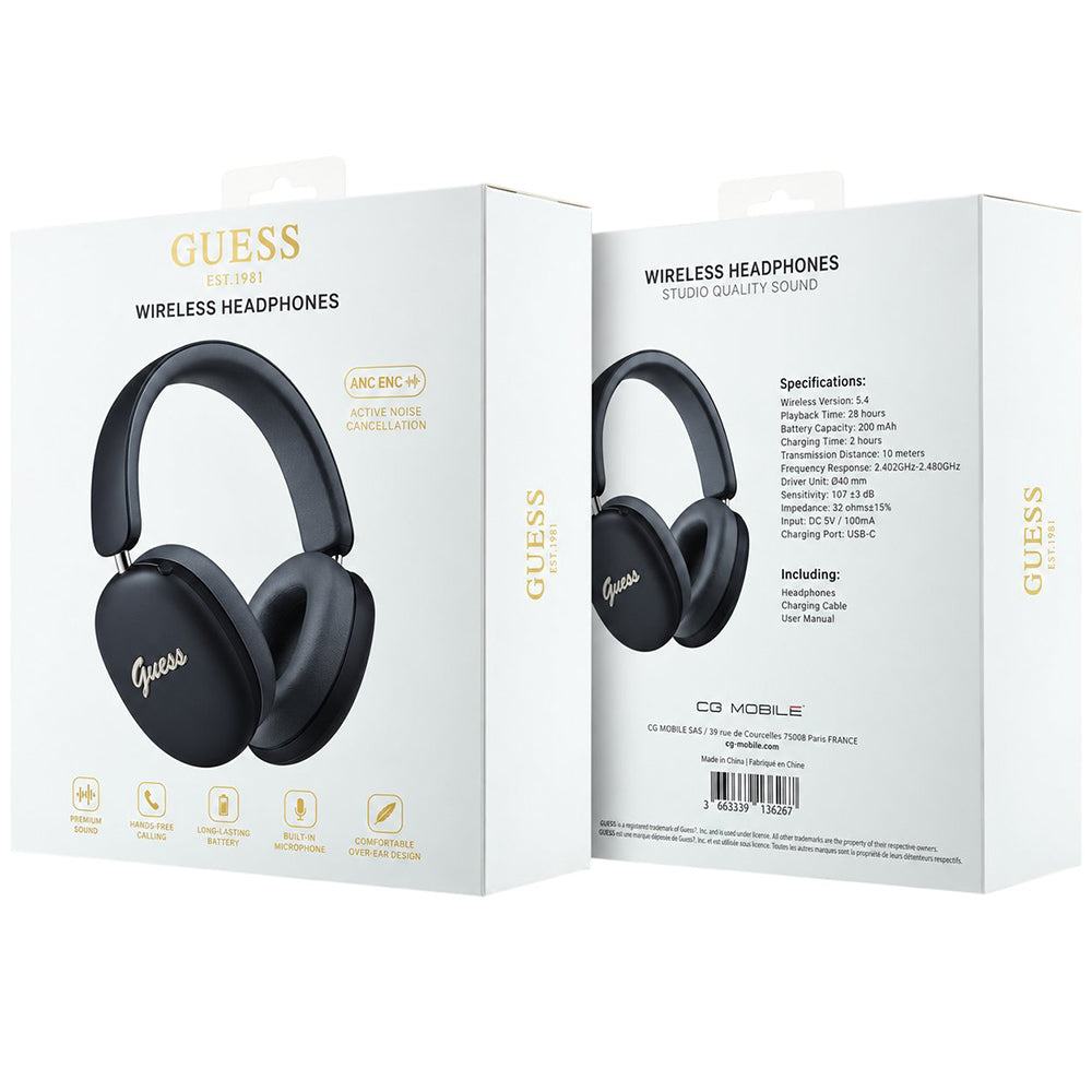 Handsfree Bluetooth Guess Metal Script Logo, A2DP, Negru