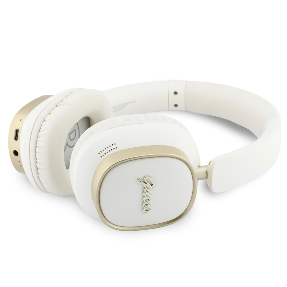 Handsfree Bluetooth Guess Rectangle Metal Script, A2DP, Alb