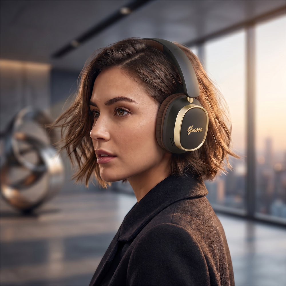 Handsfree Bluetooth Guess Rectangle Metal Script, A2DP, Alb
