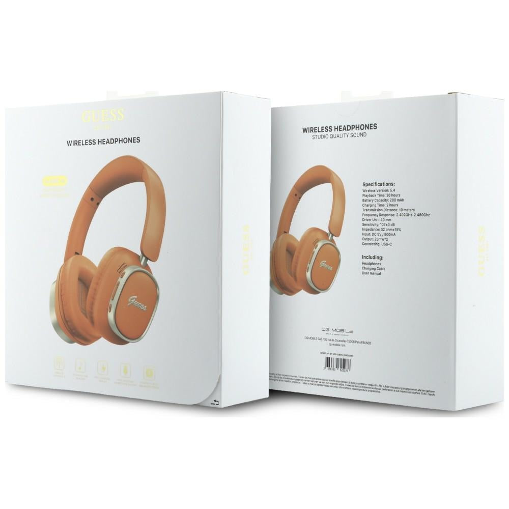 Handsfree Bluetooth Guess Rectangle Metal Script, A2DP, Portocaliu
