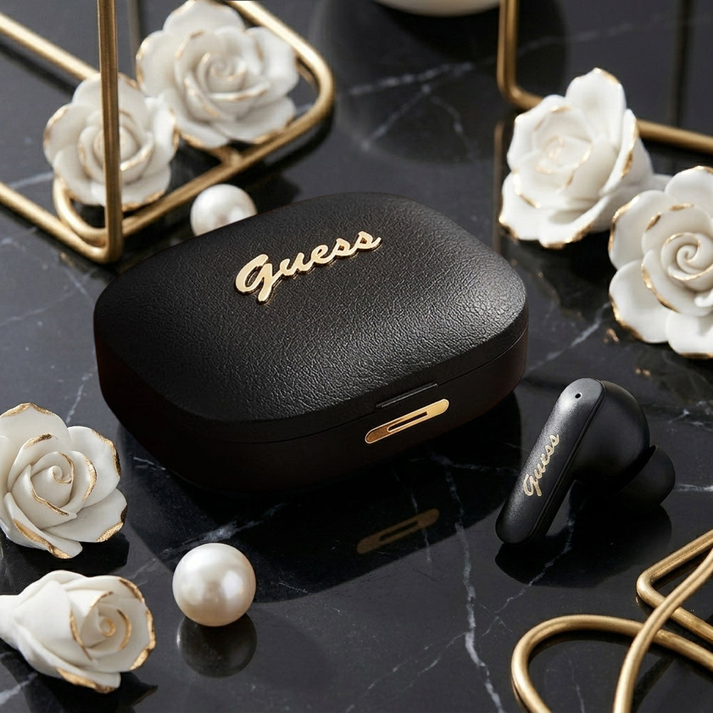 Handsfree Bluetooth Guess Script Metal Logo, TWS, Alb
