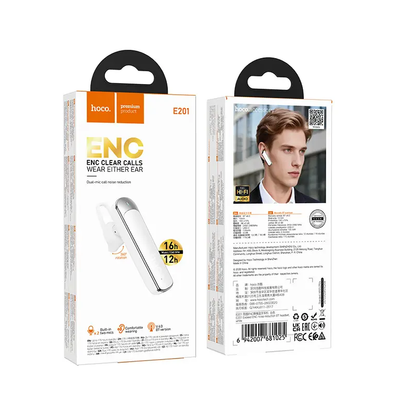 Handsfree Bluetooth HOCO E201, Alb