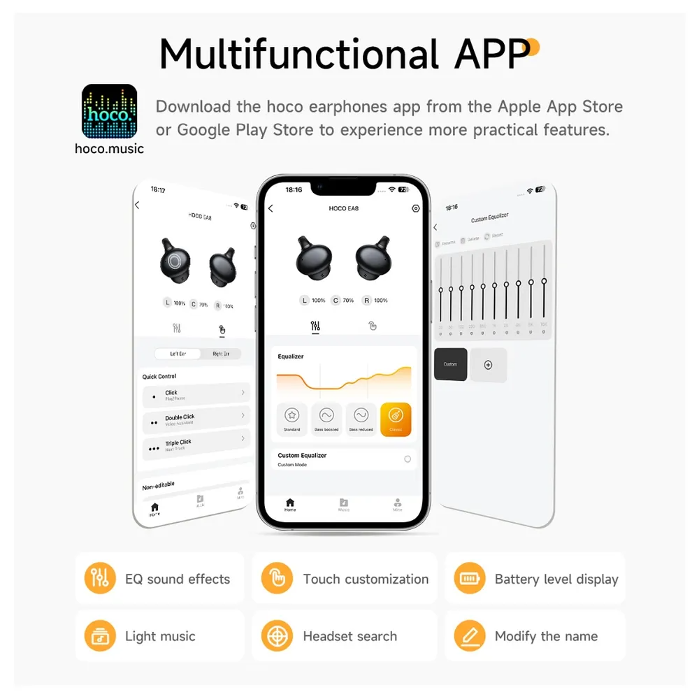 Handsfree Bluetooth HOCO EA8, TWS, Negru