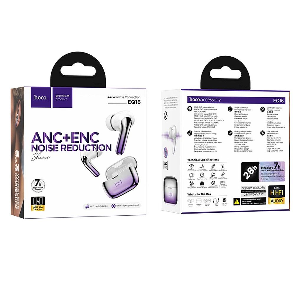 Handsfree Bluetooth HOCO EQ16, TWS, ANC, Mov
