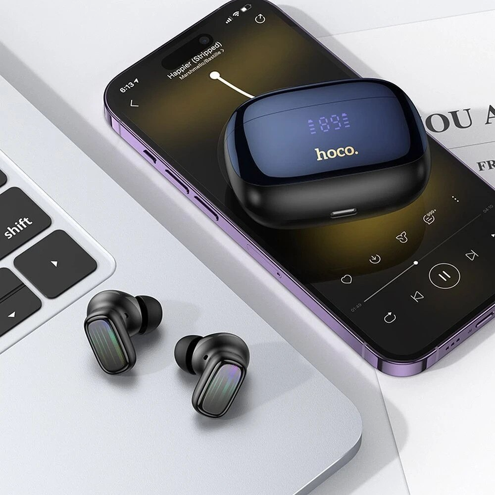 Handsfree Bluetooth HOCO EQ20, TWS, ANC, MultiPoint, Negru