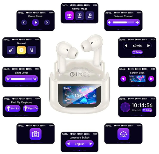 Handsfree Bluetooth HOCO EQ21, TWS, ANC, Alb