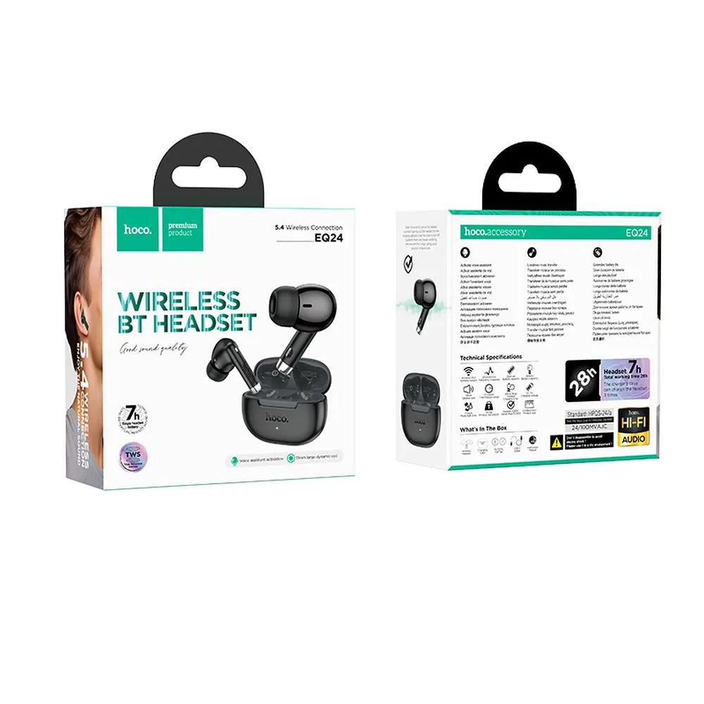 Handsfree Bluetooth HOCO EQ24, TWS, Negru