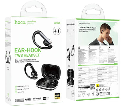 Handsfree Bluetooth HOCO EW206, TWS, Negru