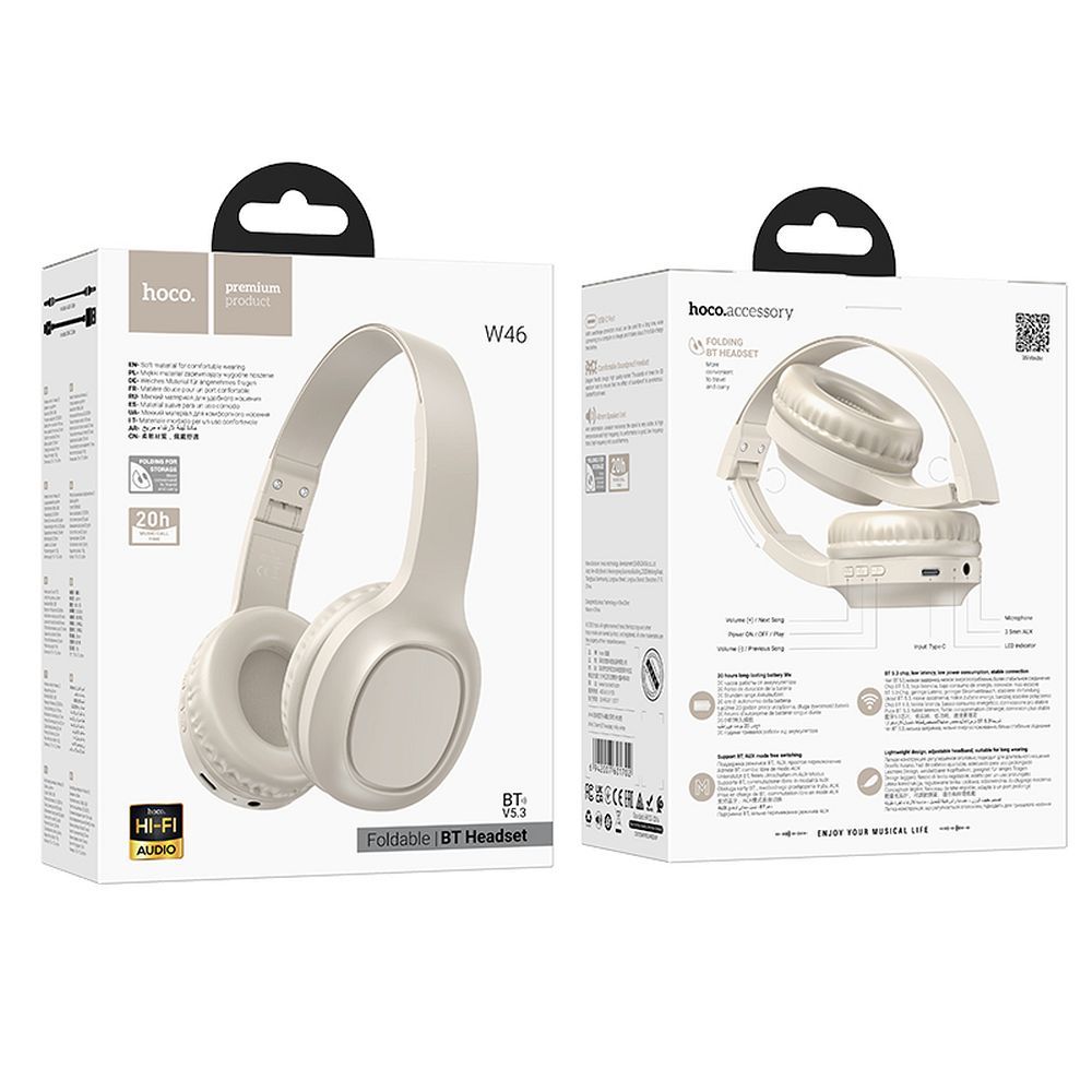 Handsfree Bluetooth HOCO W46, A2DP, Alb