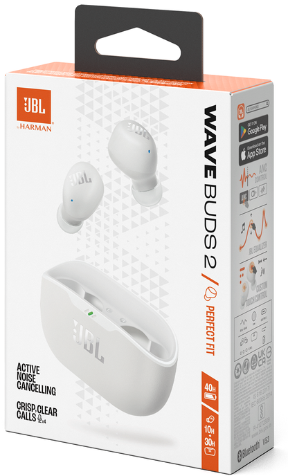 Handsfree Bluetooth JBL Wave Buds 2, TWS, ANC, MultiPoint, Alb JBLWBUDS2WHT