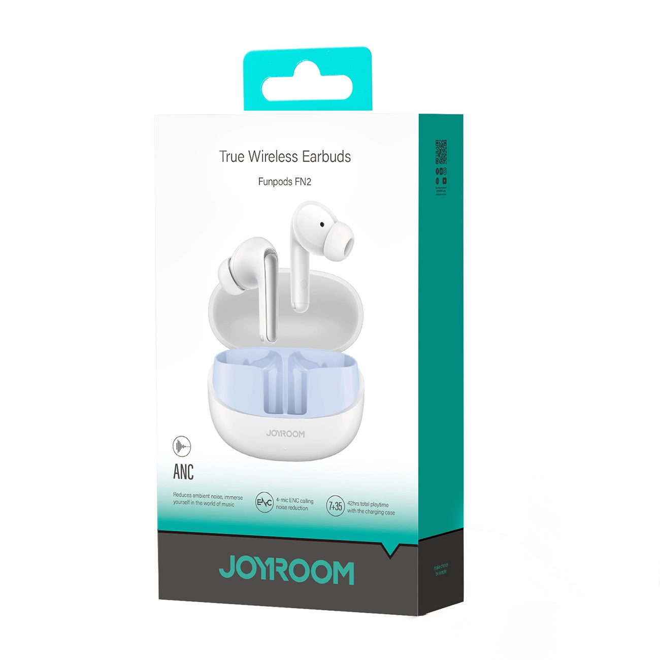 Handsfree Bluetooth Joyroom Funpods JR-FN2, TWS, ANC, Alb