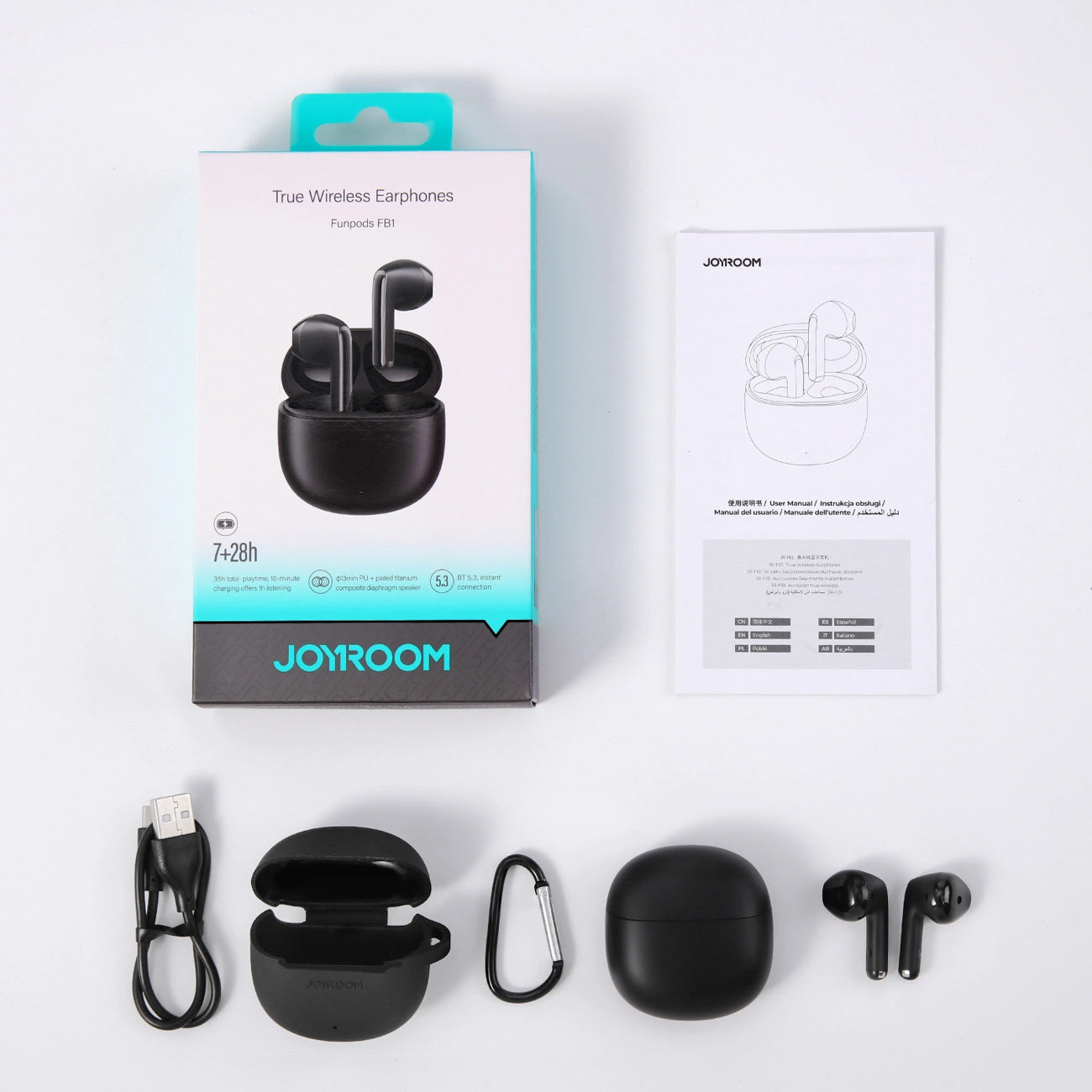 Handsfree Bluetooth Joyroom Funpods JR-FB1 New Version, TWS, Negru