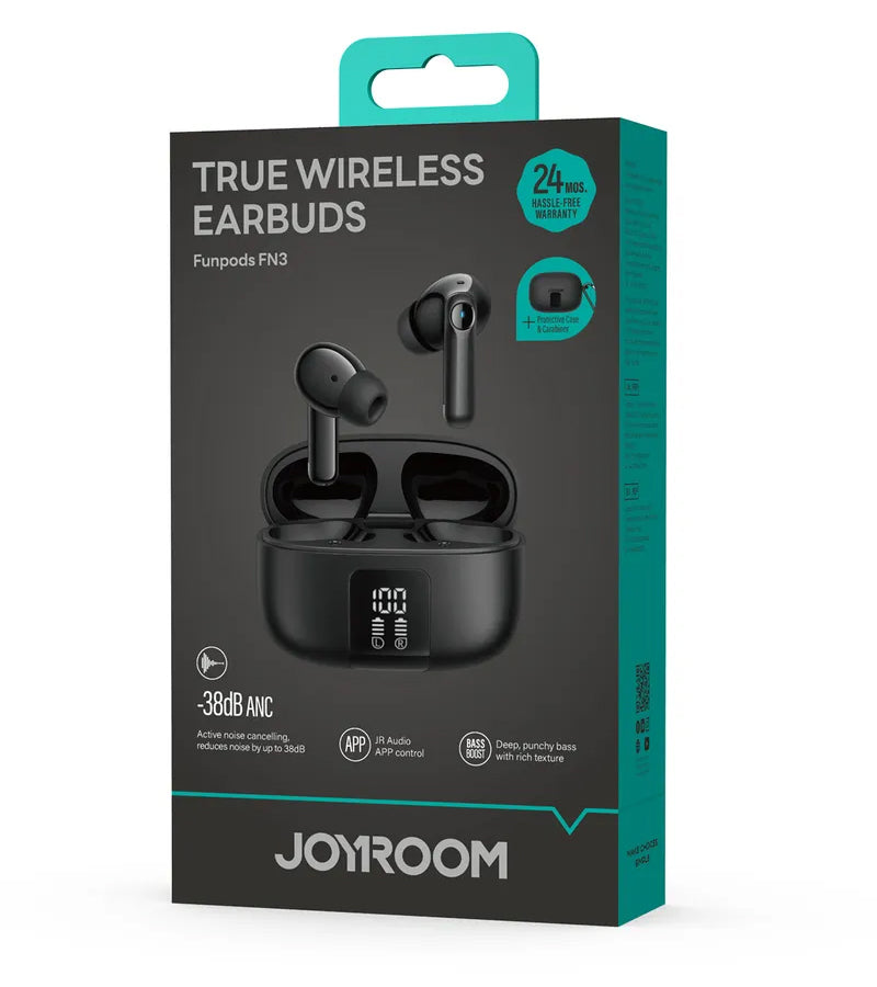 Handsfree Bluetooth Joyroom Funpods JR-FN3, TWS, ANC, Negru