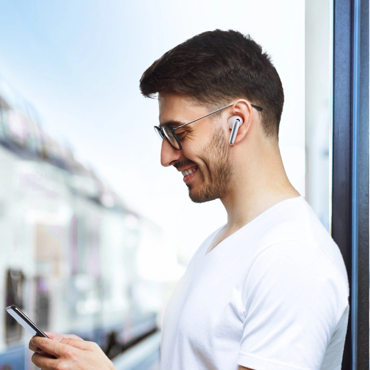Handsfree Bluetooth Joyroom Funpods JR-FN2, TWS, ANC, Alb