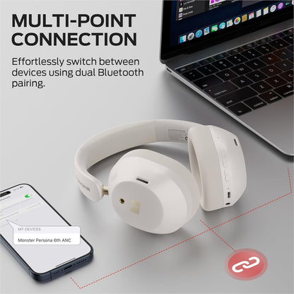 Handsfree Bluetooth Monster Persona 6th, MultiPoint, A2DP, ANC, Alb