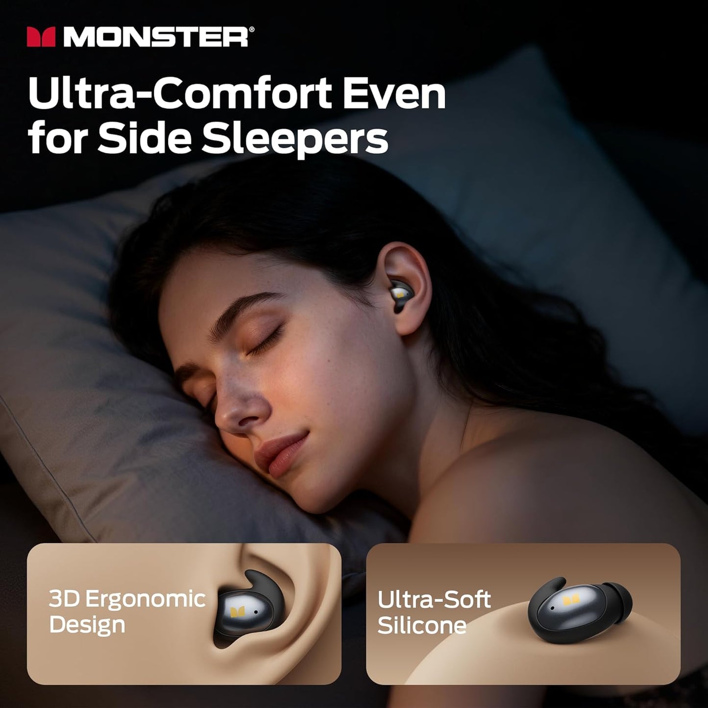 Handsfree Bluetooth Monster Sleep Ear100, TWS, Negru