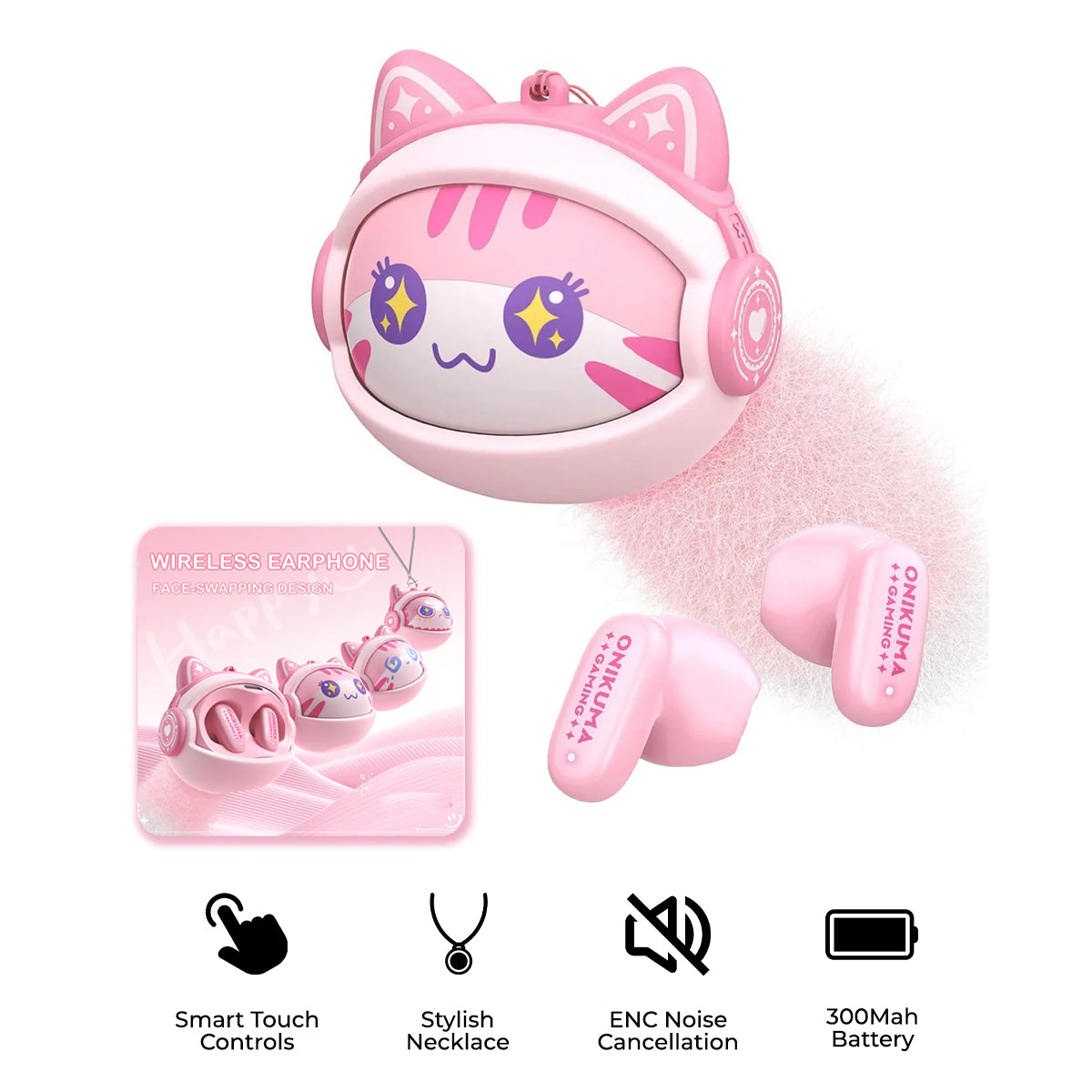 Handsfree Bluetooth Onikuma TX603, TWS, Roz