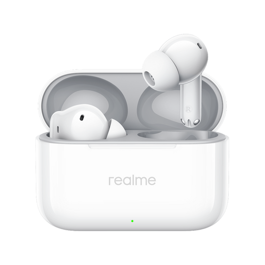 Handsfree Bluetooth Realme Buds T200, TWS, ANC, MultiPoint, Alb