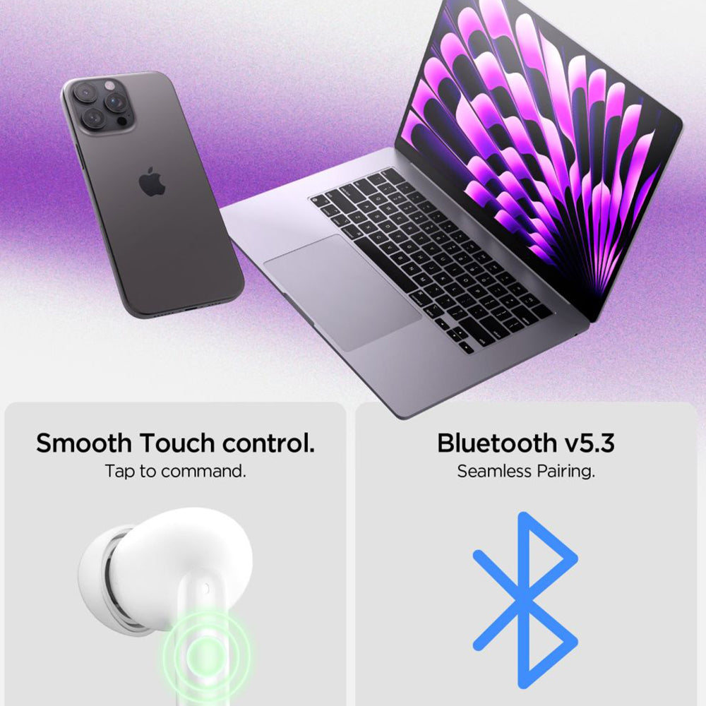 Handsfree Bluetooth Spigen SA2400, TWS, ANC, Alb