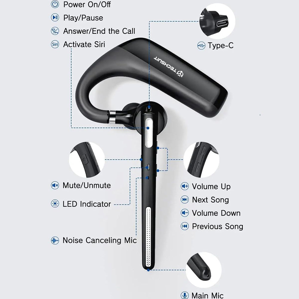 Handsfree Bluetooth Techsuit  PowerTalks G6, MultiPoint, A2DP, Negru