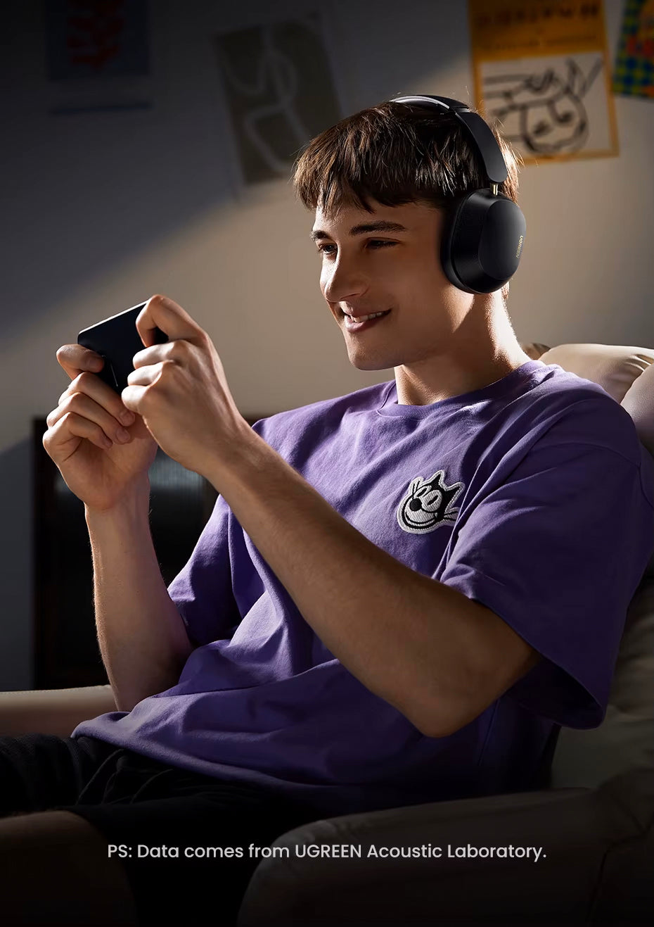 Handsfree Bluetooth UGREEN HP203, A2DP, ANC, Negru