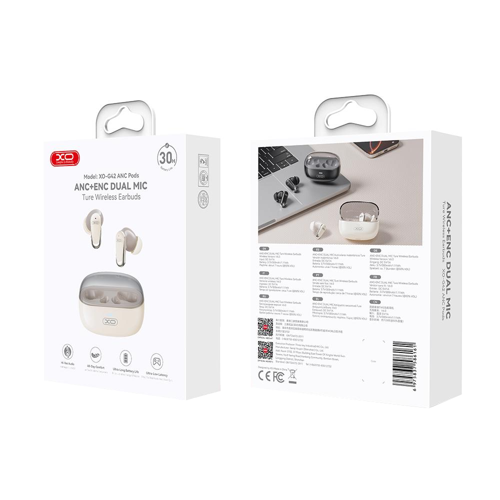 Handsfree Bluetooth XO Design G42, TWS, ANC, Bej