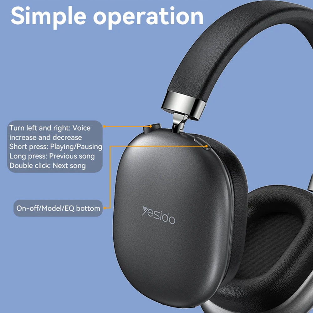 Handsfree Bluetooth Yesido EP05, A2DP, ANC, Negru