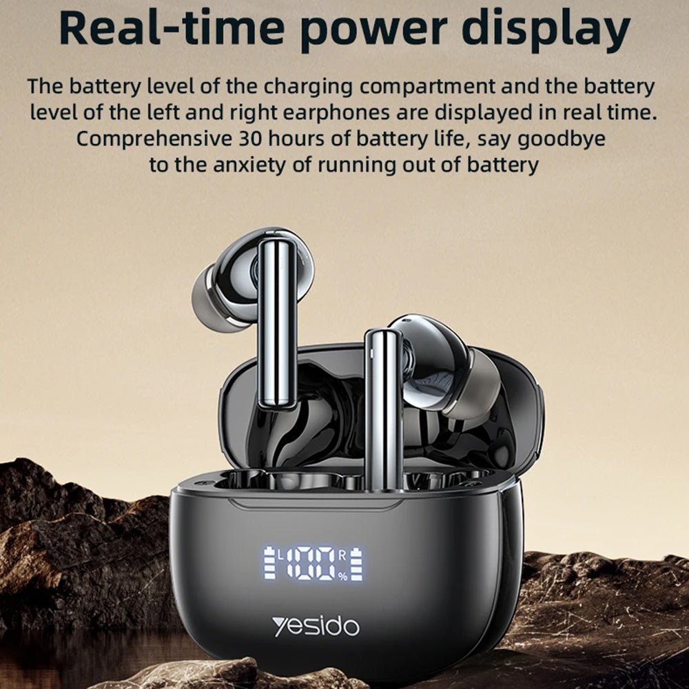 Handsfree Bluetooth Yesido TWS23, TWS, ANC, Negru