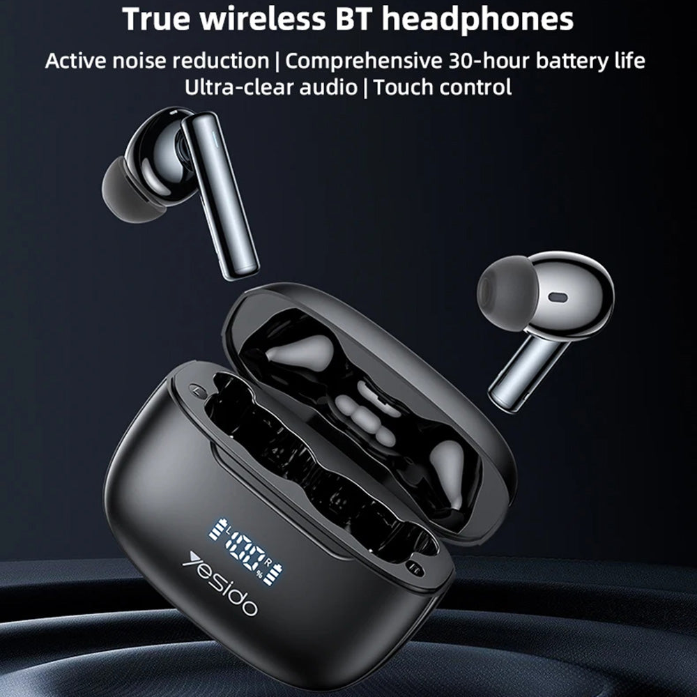 Handsfree Bluetooth Yesido TWS23, TWS, ANC, Negru