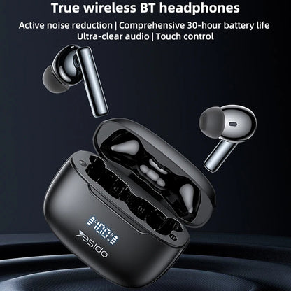 Handsfree Bluetooth Yesido TWS23, TWS, ANC, Negru