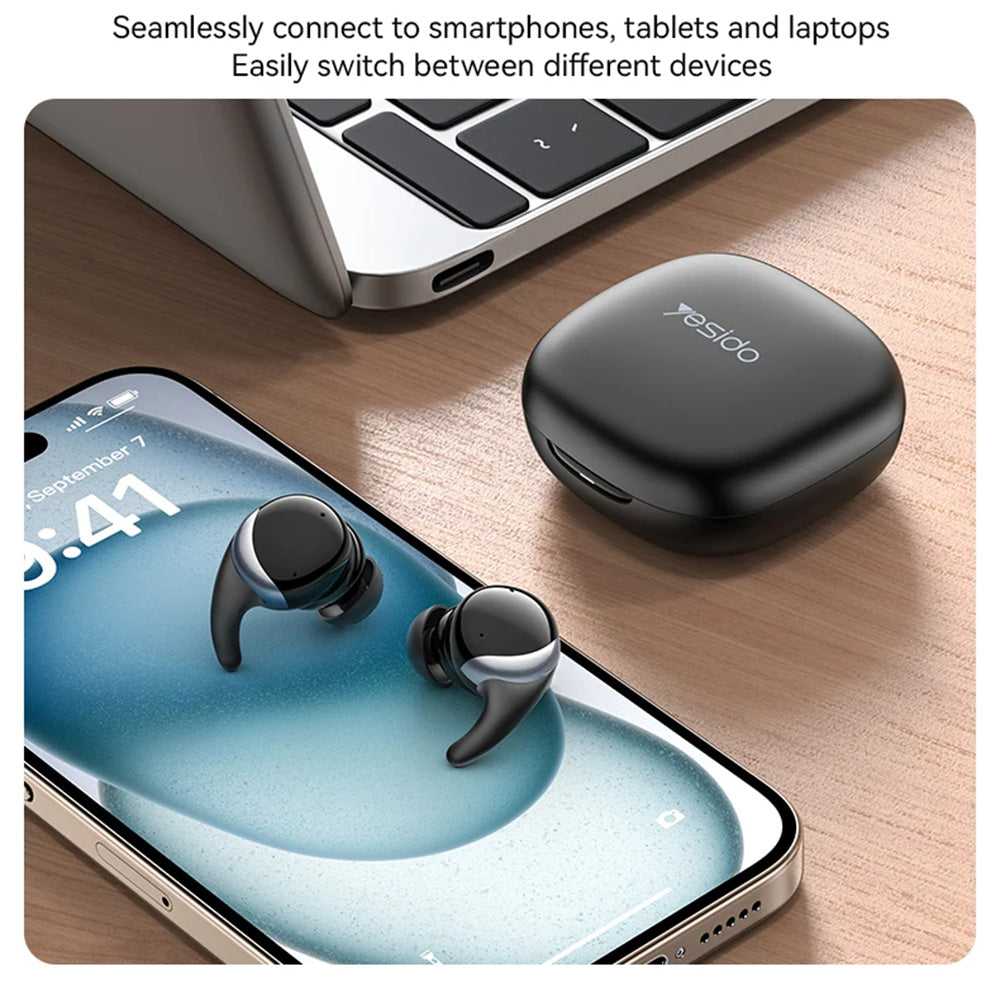 Handsfree Bluetooth Yesido TWS30, TWS, ANC, Negru