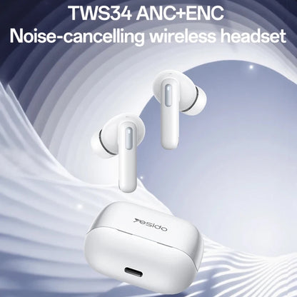Handsfree Bluetooth Yesido TWS34, TWS, ANC, Alb