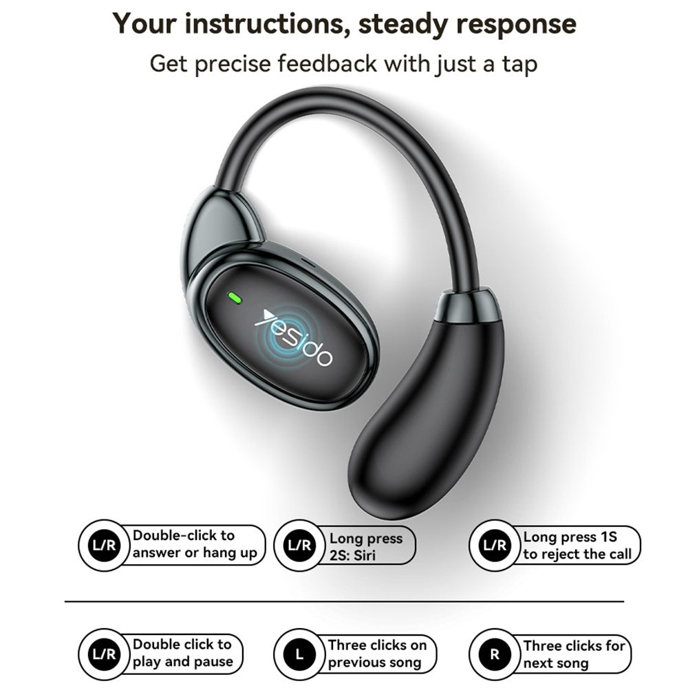 Handsfree Bluetooth Yesido YSP19 BL, TWS, Negru