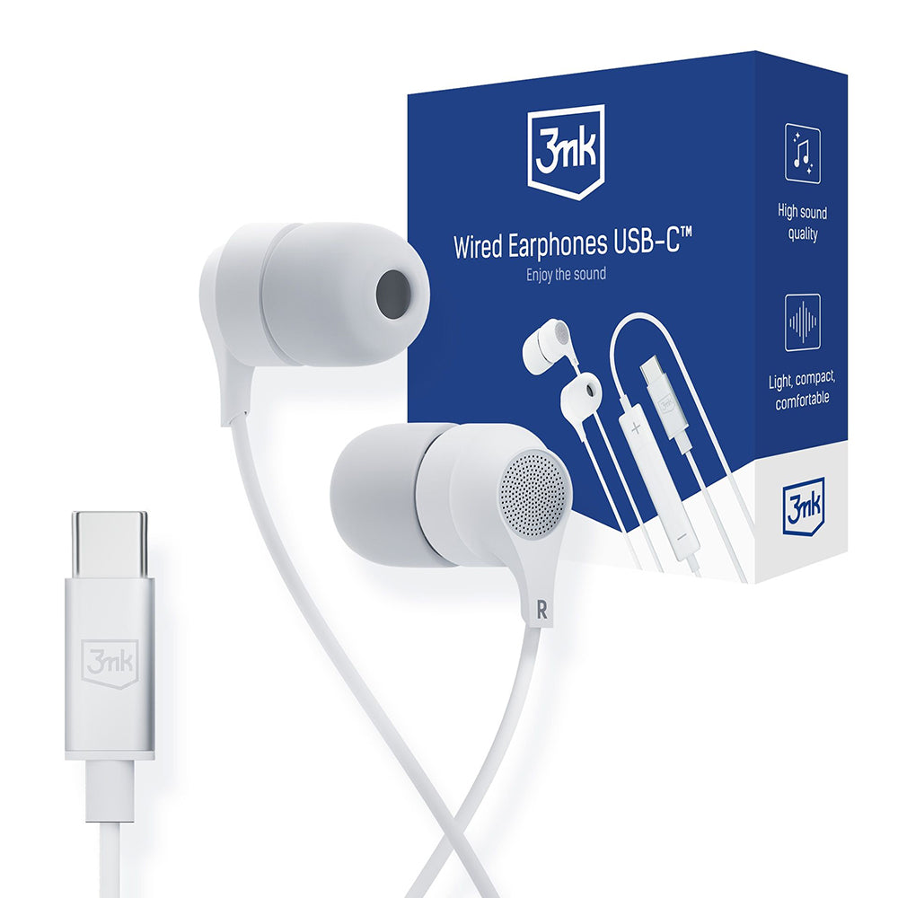 Handsfree USB-C 3MK, Alb