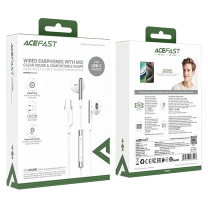 Handsfree USB-C Acefast L3, 1.2m, Alb