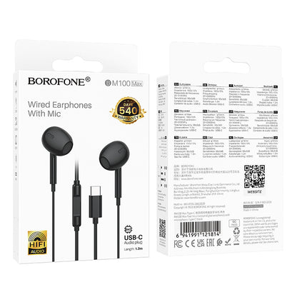 Handsfree USB-C Borofone BM100 Max Fuente, Negru