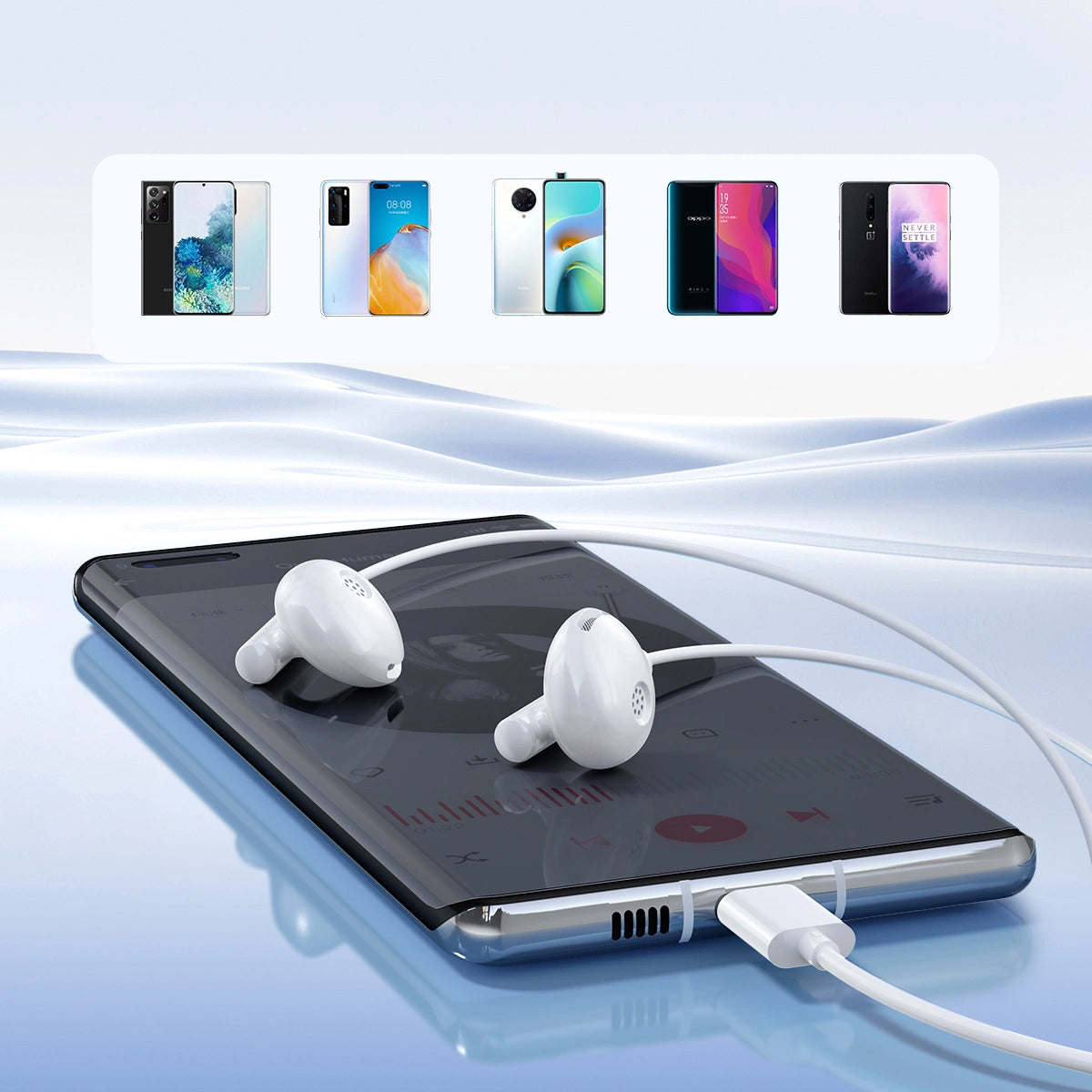 Handsfree USB-C Joyroom JR-EC05, Alb