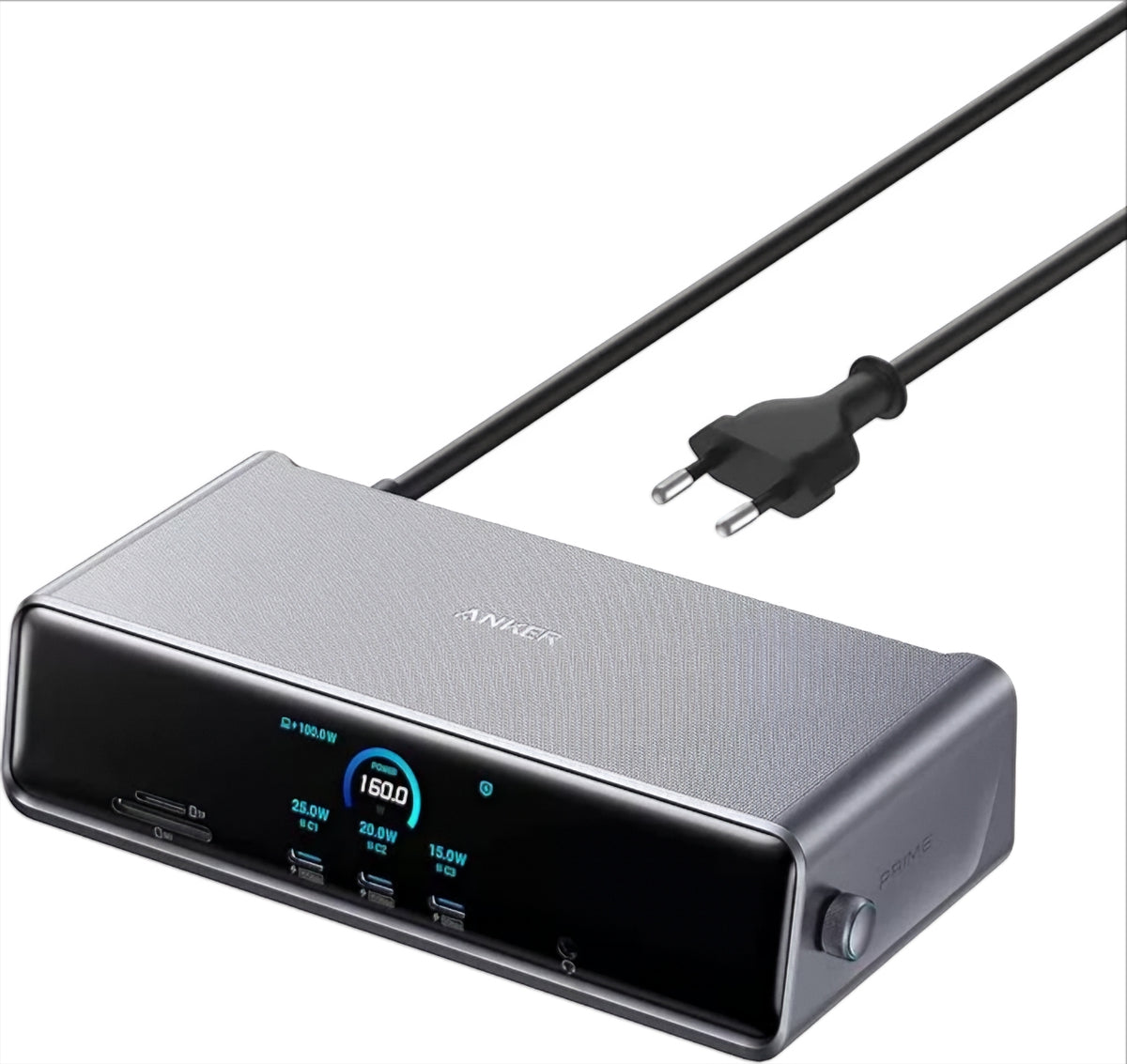Hub Multifunctional Anker Prime, 3 x USB-A - 4 x USB-C - 1 x Display Port - 2 x HDMI - 1 x Jack 3.5mm - 1 x RJ45 - 1 x SD - 1 x microSD, Gri A83B33A1