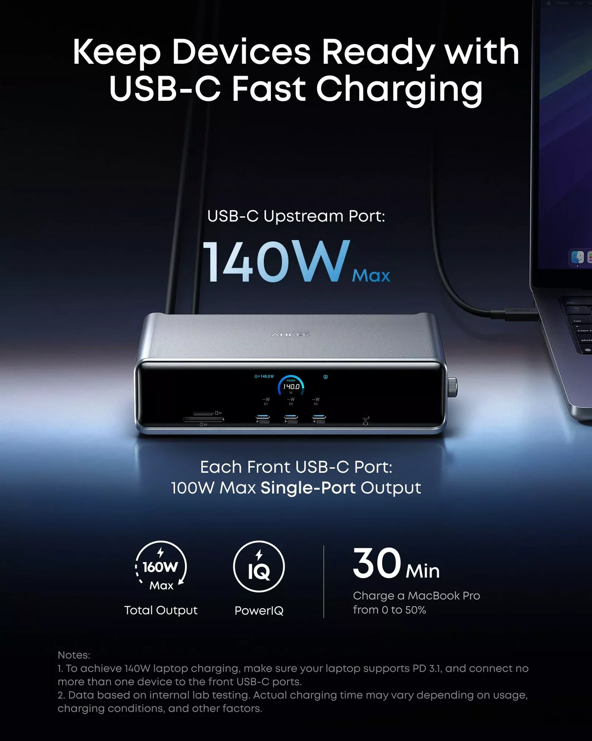 Hub Multifunctional Anker Prime, 3 x USB-A - 4 x USB-C - 1 x Display Port - 2 x HDMI - 1 x Jack 3.5mm - 1 x RJ45 - 1 x SD - 1 x microSD, Gri A83B33A1