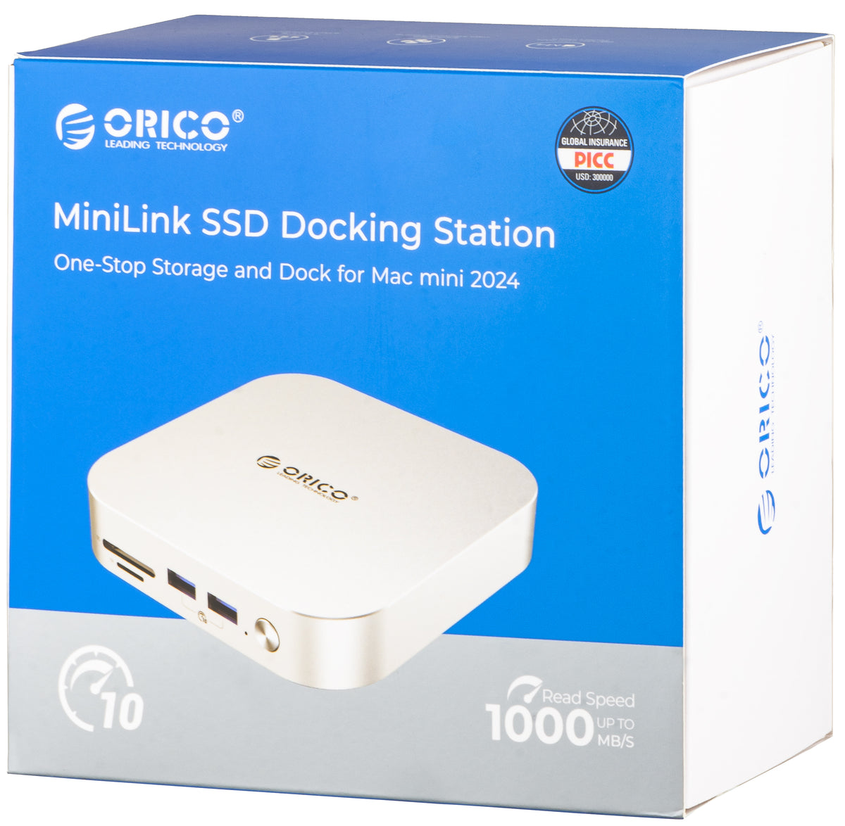 Hub Multifunctional Orico MiniLink M48PR pentru Apple Mac Mini M4, 9in1, Argintiu