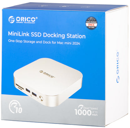 Hub Multifunctional Orico MiniLink M48PR pentru Apple Mac Mini M4, 9in1, Argintiu