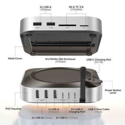 Hub Multifunctional UGREEN CM841A (95094) pentru Apple Mac Mini M4 / Pro, 10in1, Gri