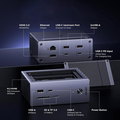 Hub Multifunctional UGREEN CM923 (55735), 10in1, Gri