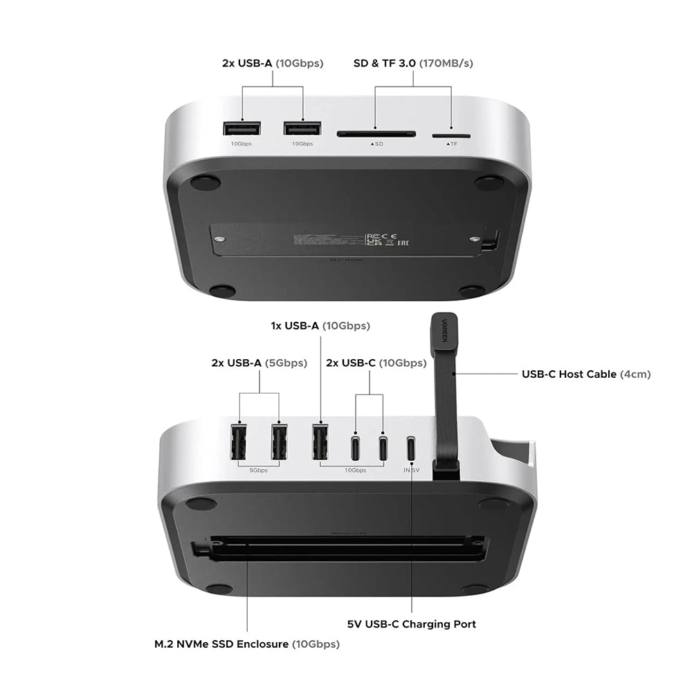 Hub Multifunctional GREEN CM841 (65487) pentru Apple Mac Mini M4, Negru